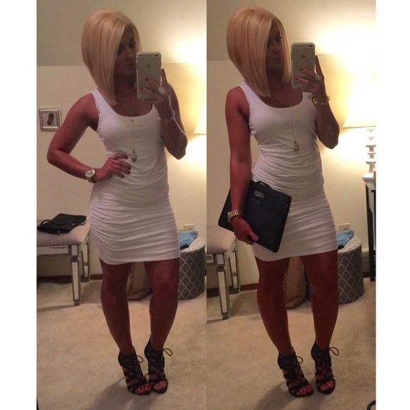 ✨SOLD✨ Express • White draped bodycon dress - Picture 4 of 4